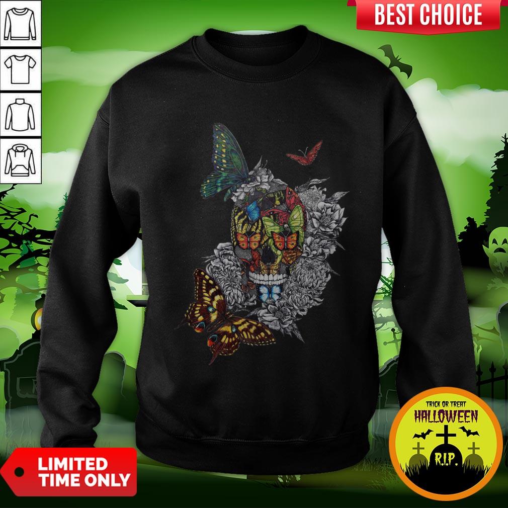 Artistic Rage Butterflies And Skull Tattoo Day Of The Dead Shirt - Image 4