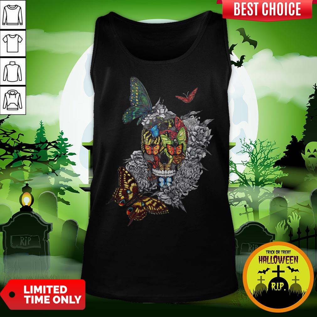 Artistic Rage Butterflies And Skull Tattoo Day Of The Dead Shirt - Image 3