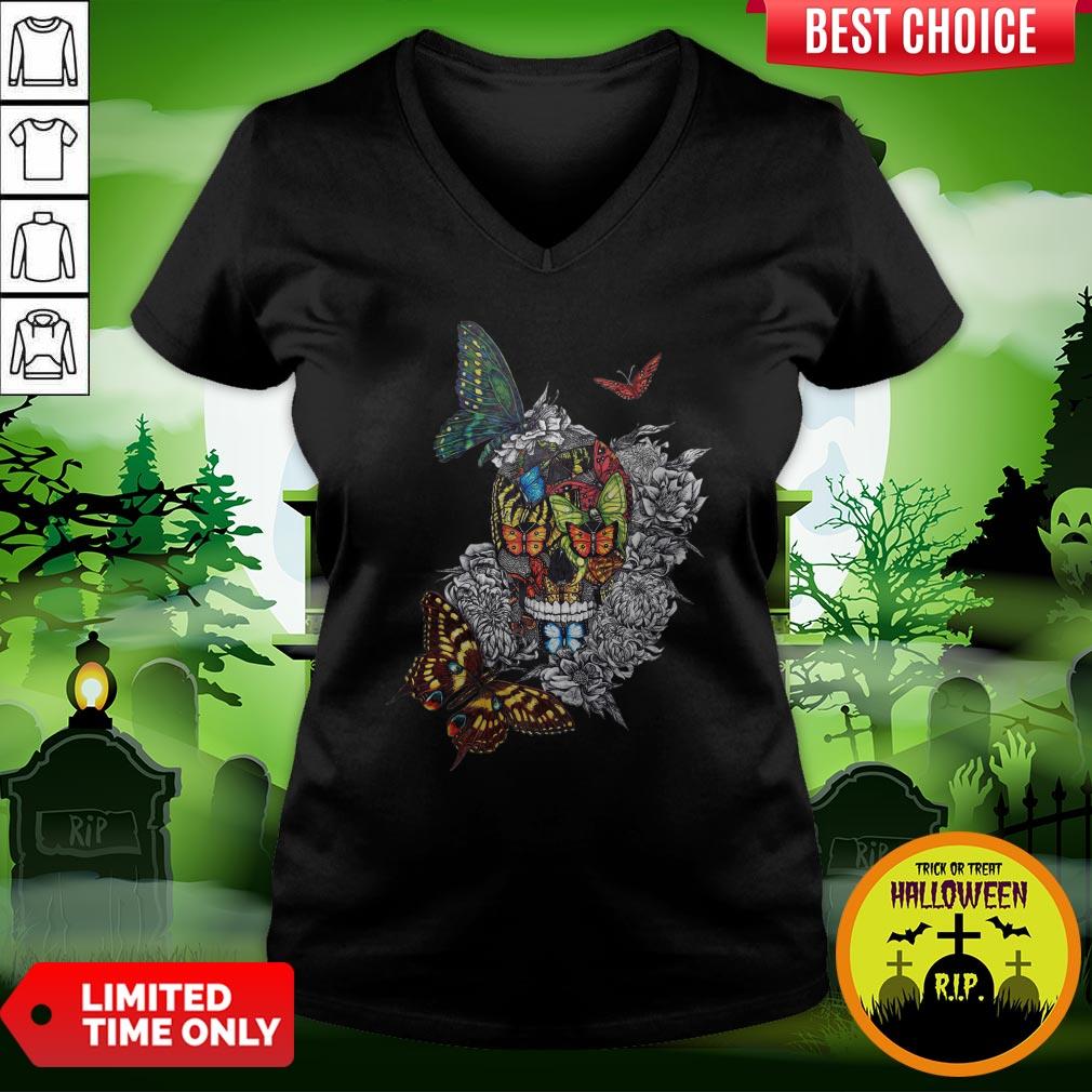 Artistic Rage Butterflies And Skull Tattoo Day Of The Dead Shirt - Image 2