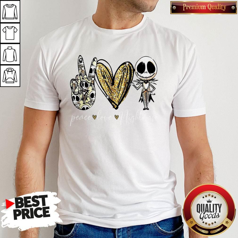 Attractive Peace Love Nightmare Jack Skellington Shirt