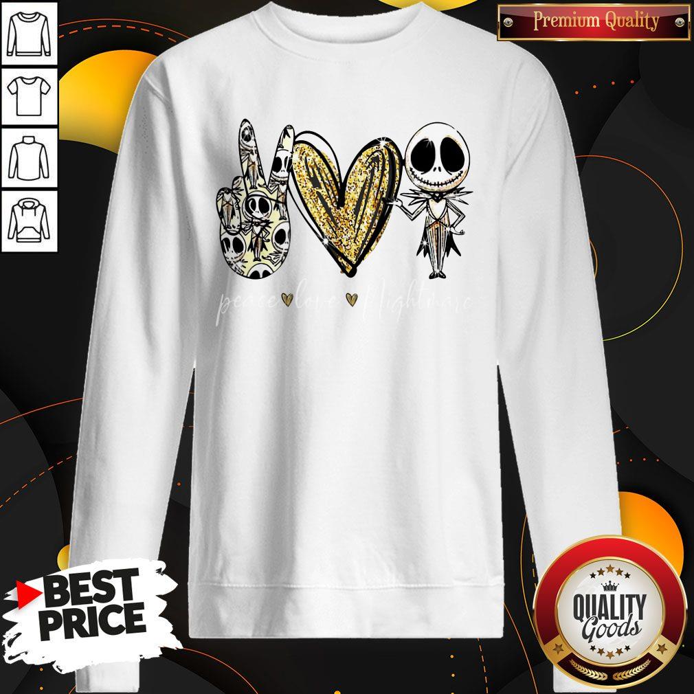 Attractive Peace Love Nightmare Jack Skellington Shirt - Image 4