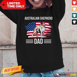 Alternative view of Australian Shepherd Dad USA Flag 4th Of July Father’s Day Shirt