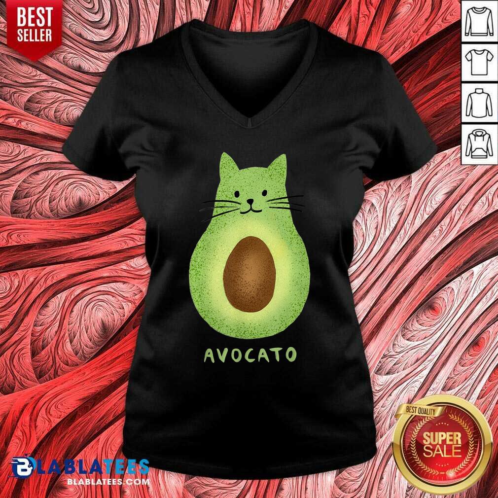 Avocato Funny Cute Cat Avocado Vegan And Cat Lover Kitten Shirt - Image 3