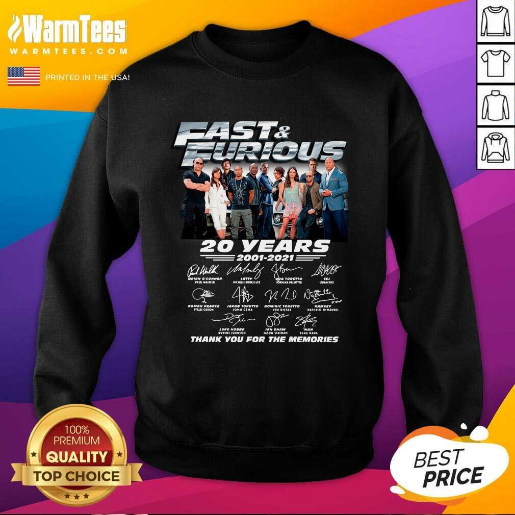 Awesome 20 Years Of 2001 2021 Fast And Furious Signature Thank You For The Memories Shirt - Image 4