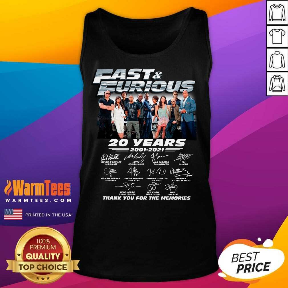 Awesome 20 Years Of 2001 2021 Fast And Furious Signature Thank You For The Memories Shirt - Image 5