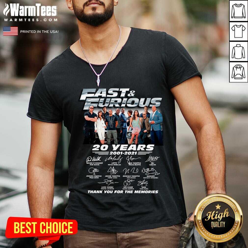 Awesome 20 Years Of 2001 2021 Fast And Furious Signature Thank You For The Memories Shirt - Image 3