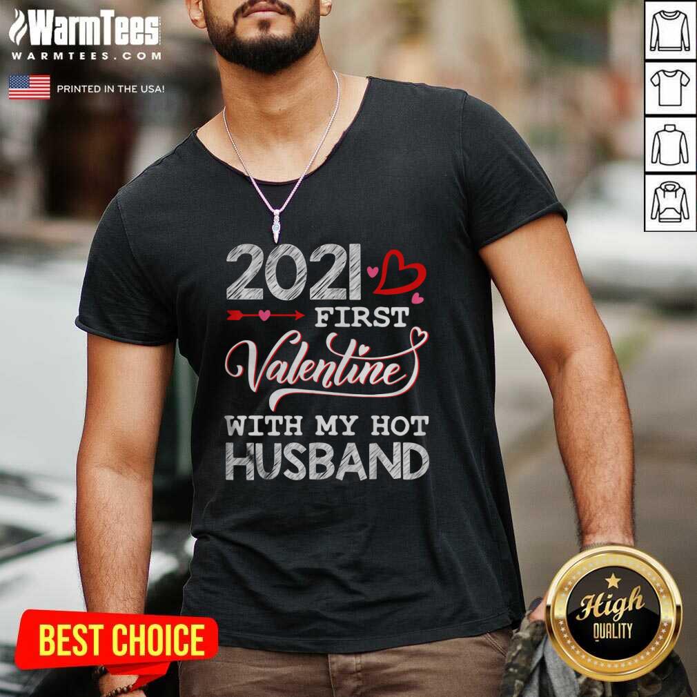 Awesome 2021 First Valentine With My Hot Husband Couple Shirt - Image 5