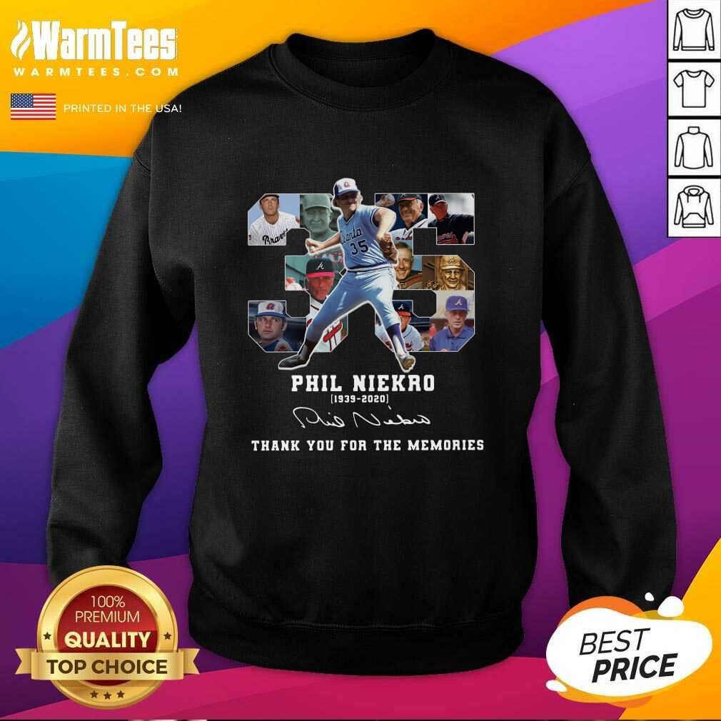 Awesome 35 Phil Niekro 1939 2020 Thank You For The Memories Signature Shirt - Image 3