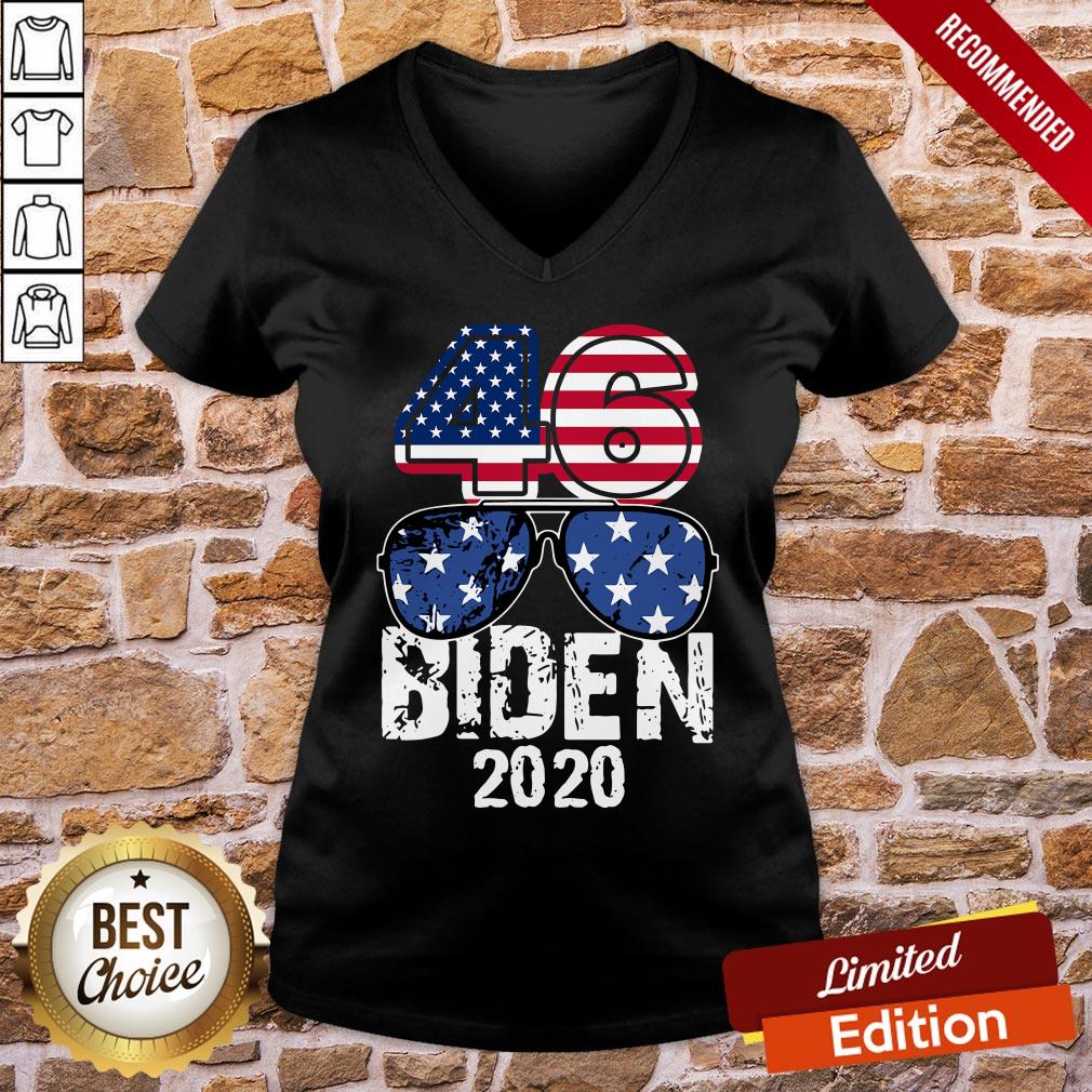 Awesome 46 Glasses Joe Biden 2020 American Flag Shirt - Image 2