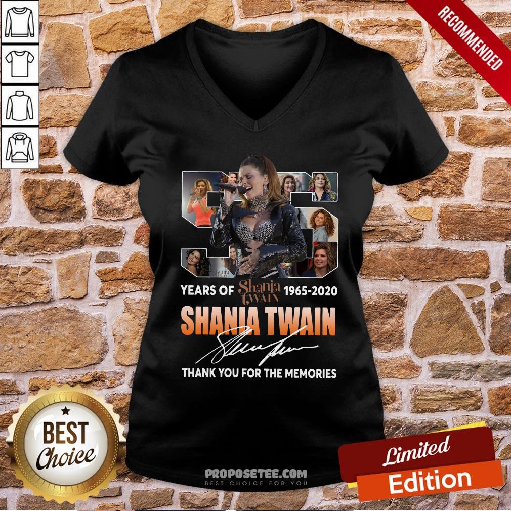 Awesome 55 Years Of Shania Twain 1965 2020 Thank You For The Memories Signature Shirt - Image 2