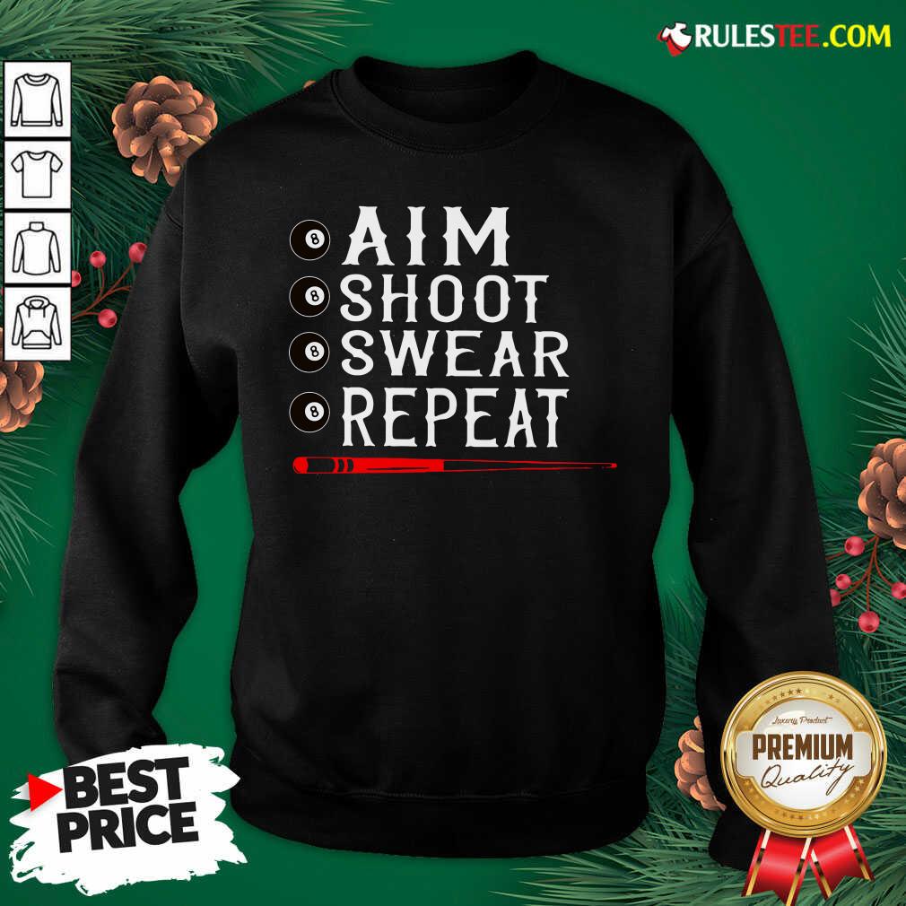 Awesome Aim Shoot Swear Repeat Billiards Christmas Shirt - Image 5