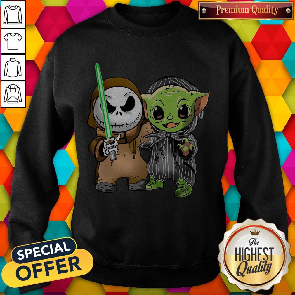Awesome Baby Yoda And Jack Skellington Shirt - Image 4