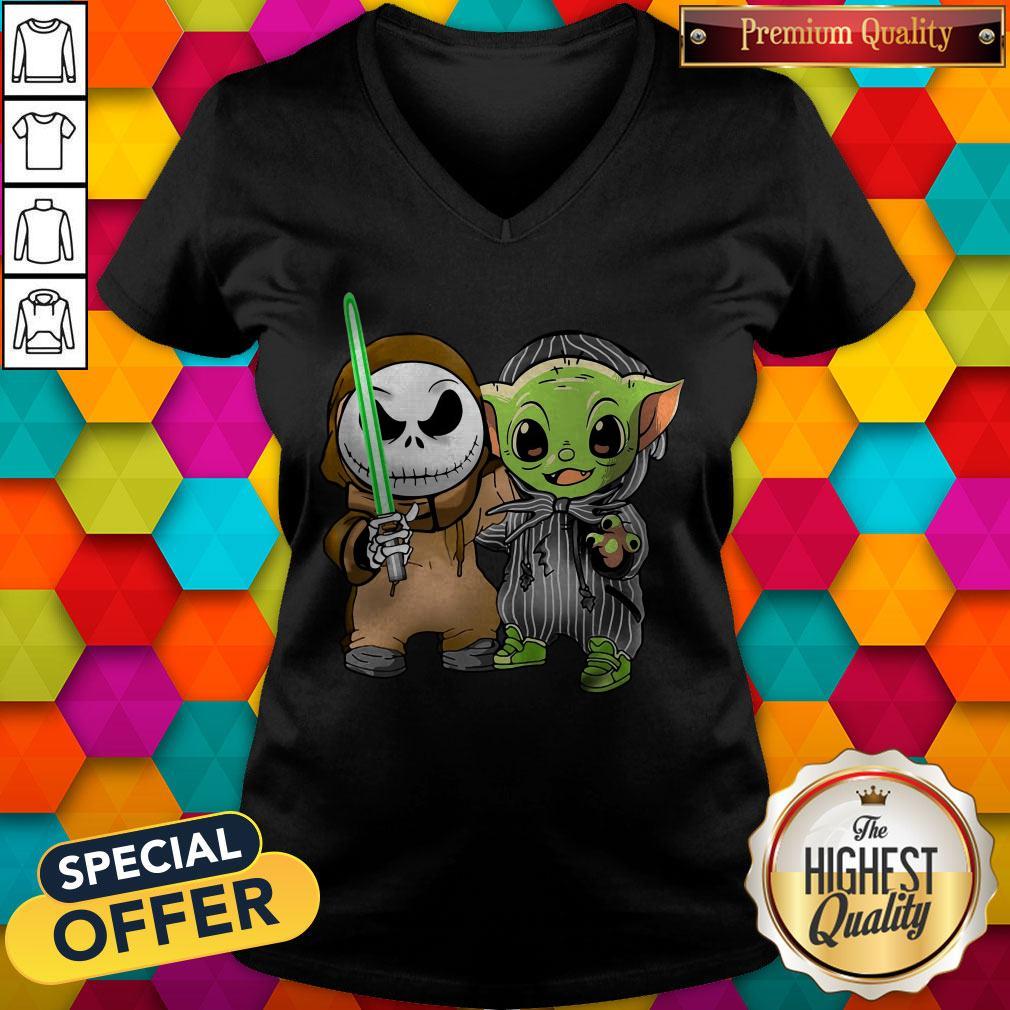 Awesome Baby Yoda And Jack Skellington Shirt - Image 2