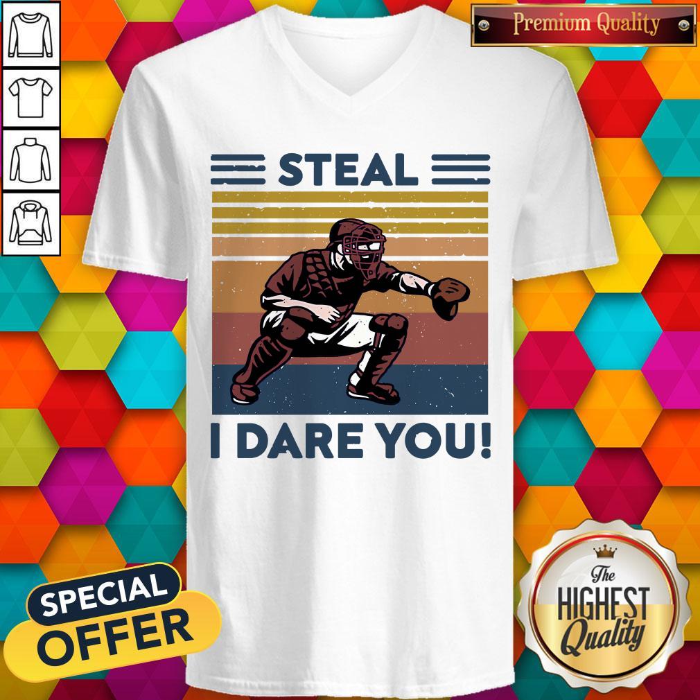 Awesome Baseball Steal I Dare You Vintage Shirt - Image 3
