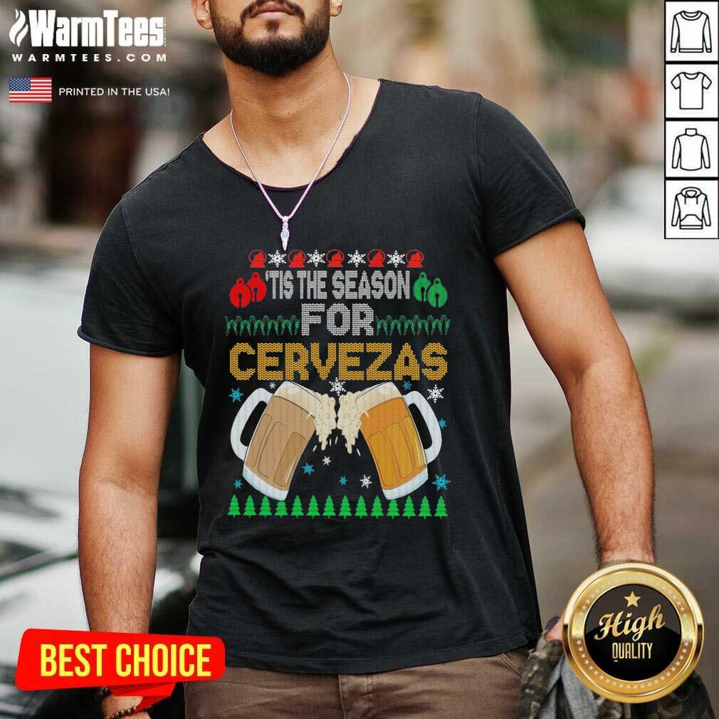 Awesome Beer Tis The Season For Cervezas Ugly Christmas Flag Shirt - Image 5