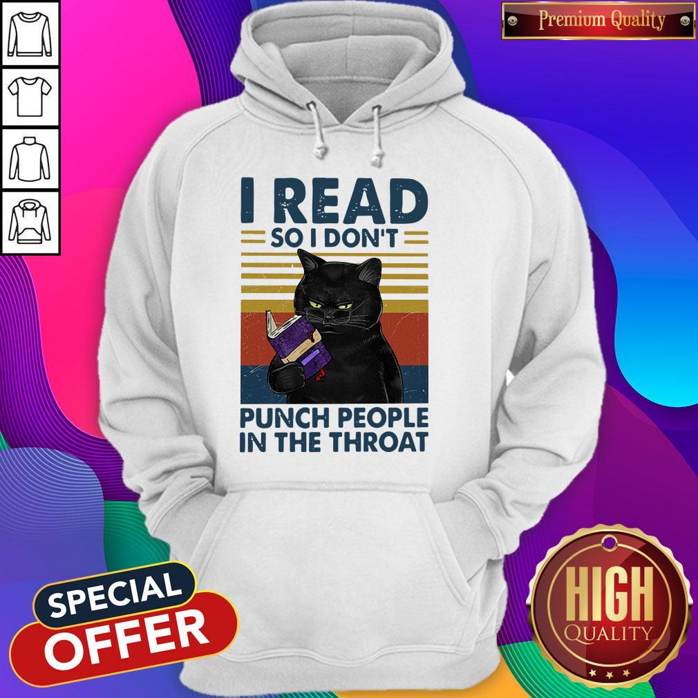Awesome Black Cat I Read So I Don’t Punch People In The Throat Vintage Shirt - Image 5