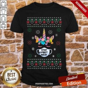 Awesome Christmas Unicorn Wear Face Mask Stay 6 Feet Away Ugly Christmas Unicorn Design Shirt