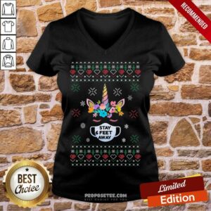 Alternative view of Awesome Christmas Unicorn Wear Face Mask Stay 6 Feet Away Ugly Christmas Unicorn Design Shirt
