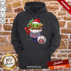 Alternative view of Awesome Cincinnati Reds Christmas Baby Yoda Star Wars Funny Happy Mlb Shirt