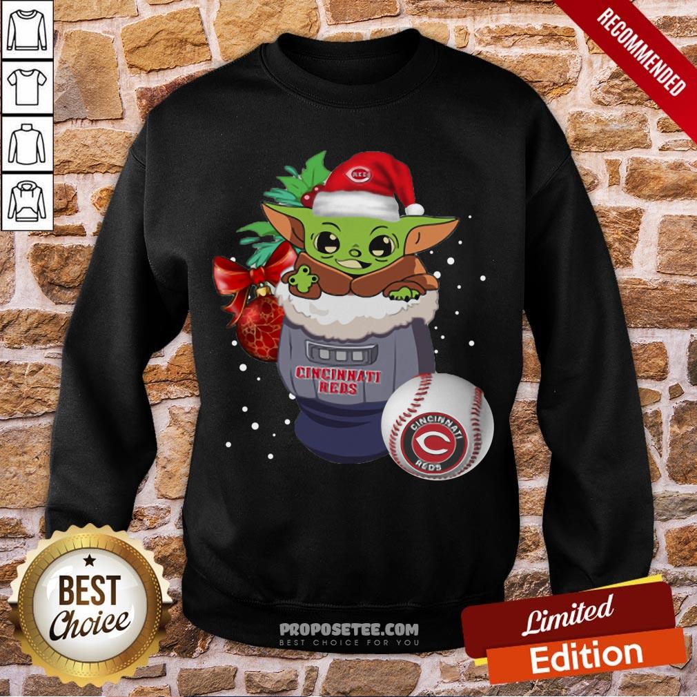 Awesome Cincinnati Reds Christmas Baby Yoda Star Wars Funny Happy Mlb Shirt - Image 5