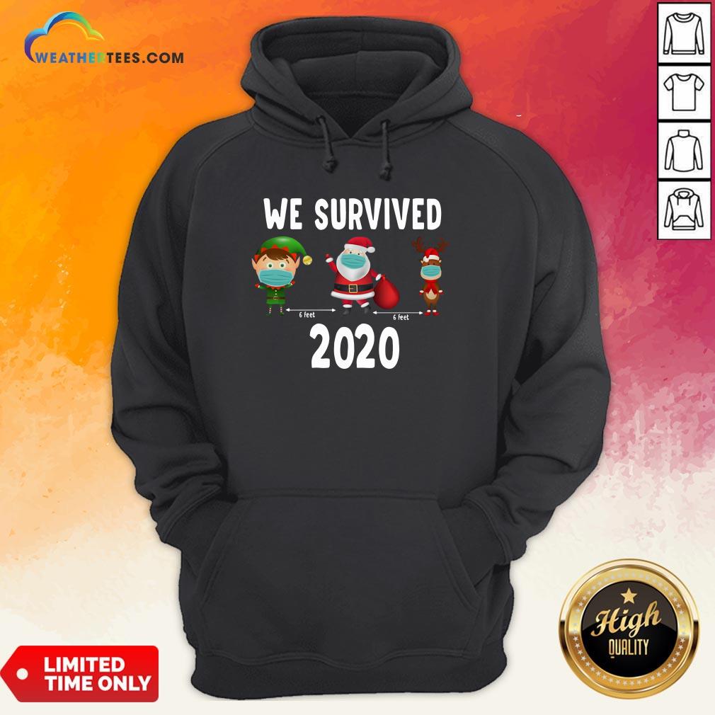 Awesome Elf Santa Claus Reindeer 6 Feet We Survived 2020 Christmas Shirt - Image 5