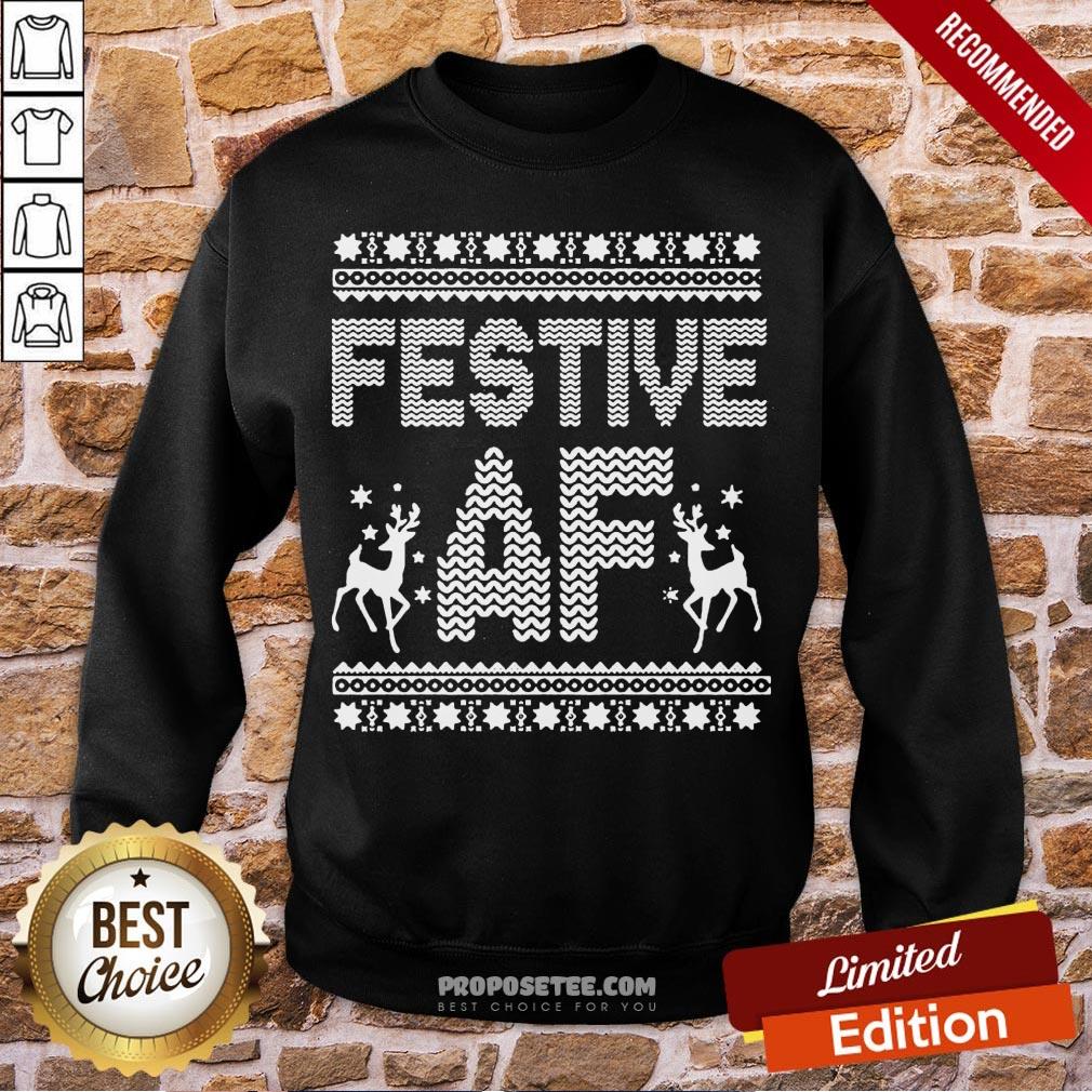 Awesome Festive Af Ugly Christmas Sweater Shirt - Image 5
