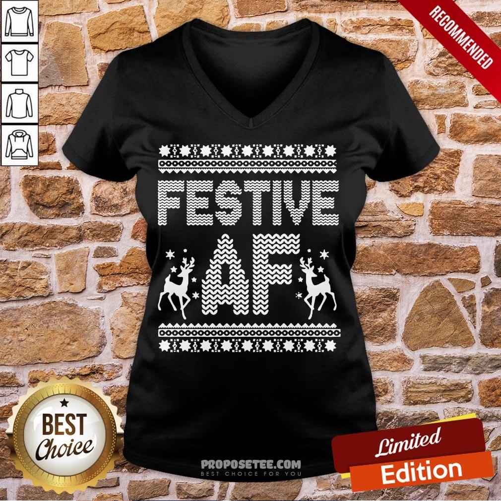 Awesome Festive Af Ugly Christmas Sweater Shirt - Image 3