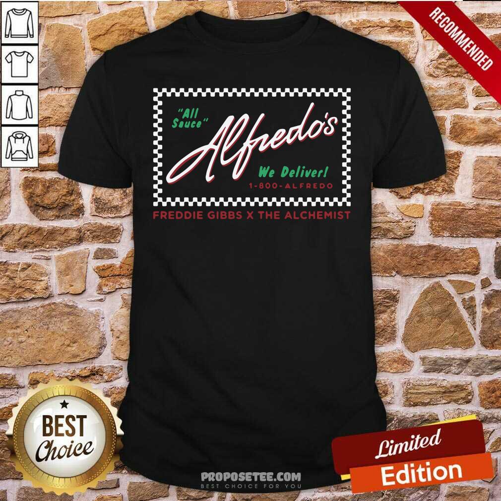 Awesome Freddie Gibbs X The Alchemist Alfredo Merch Alfredo Restaurant Alfredo Delivery Shirt