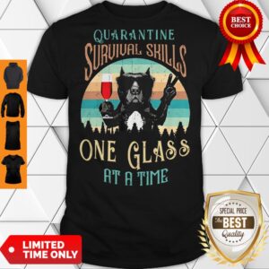 Awesome French bulldog drink wine quarantine survival skills one glass at a time vintage shirt