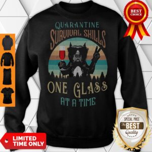 Alternative view of Awesome French bulldog drink wine quarantine survival skills one glass at a time vintage shirt