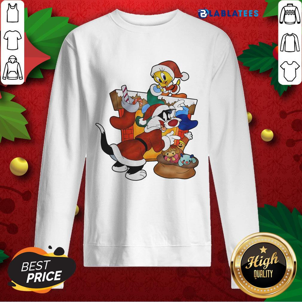 Awesome Girls Red Sylvester The Cat And Tweety Bird Christmas Shirt - Image 5