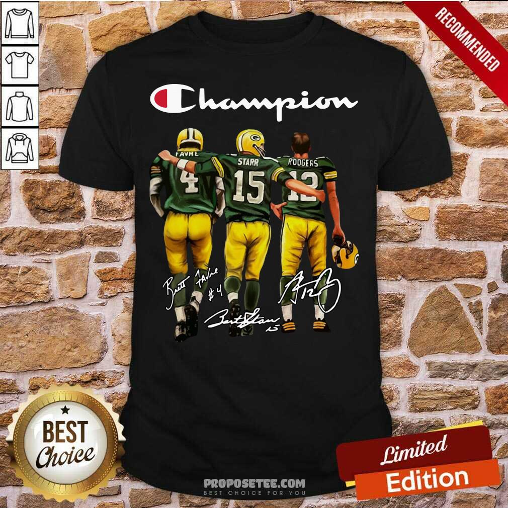 Awesome Green Bay Packers Champion Favre Starr Rodgers Signatures Shirt