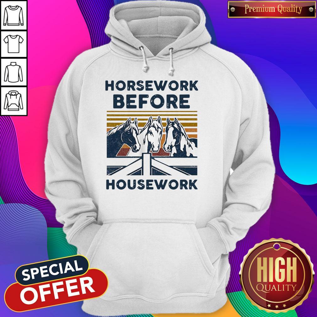 Awesome Horsework Before Housework Vintage Retro T-shirt - Image 3