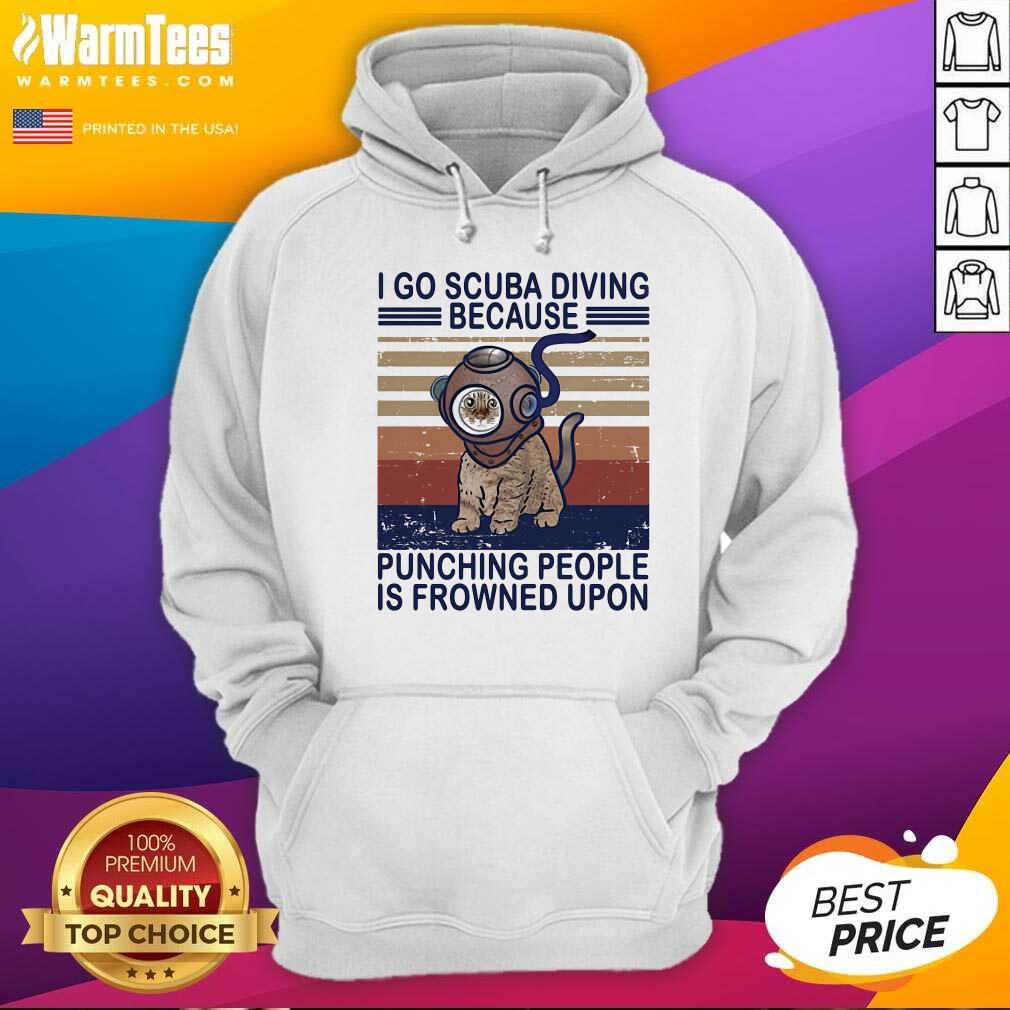 Awesome I Go Scuba Diving Because Punching People Is Frowned Upon Cat Vintage Shirt - Image 2