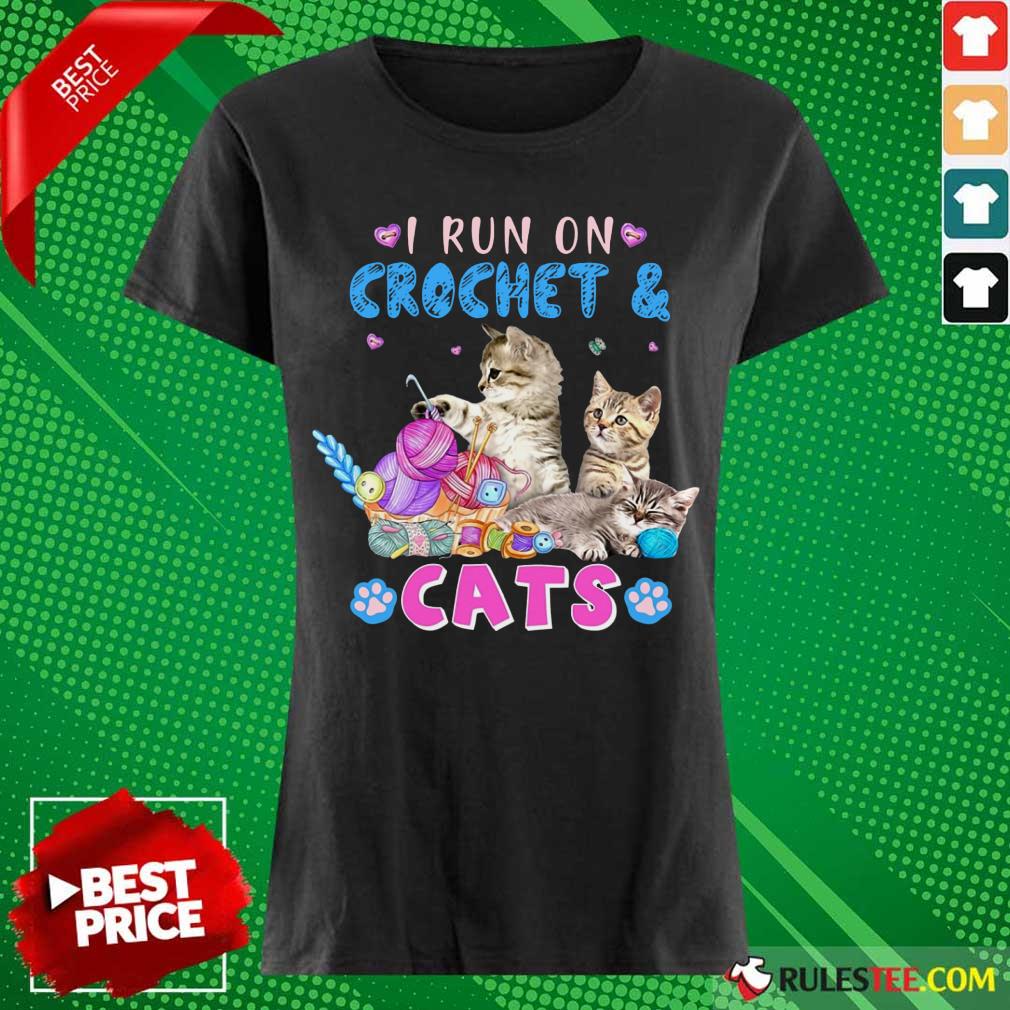 Awesome I Run On Crochet And Cats Shirt - Image 3