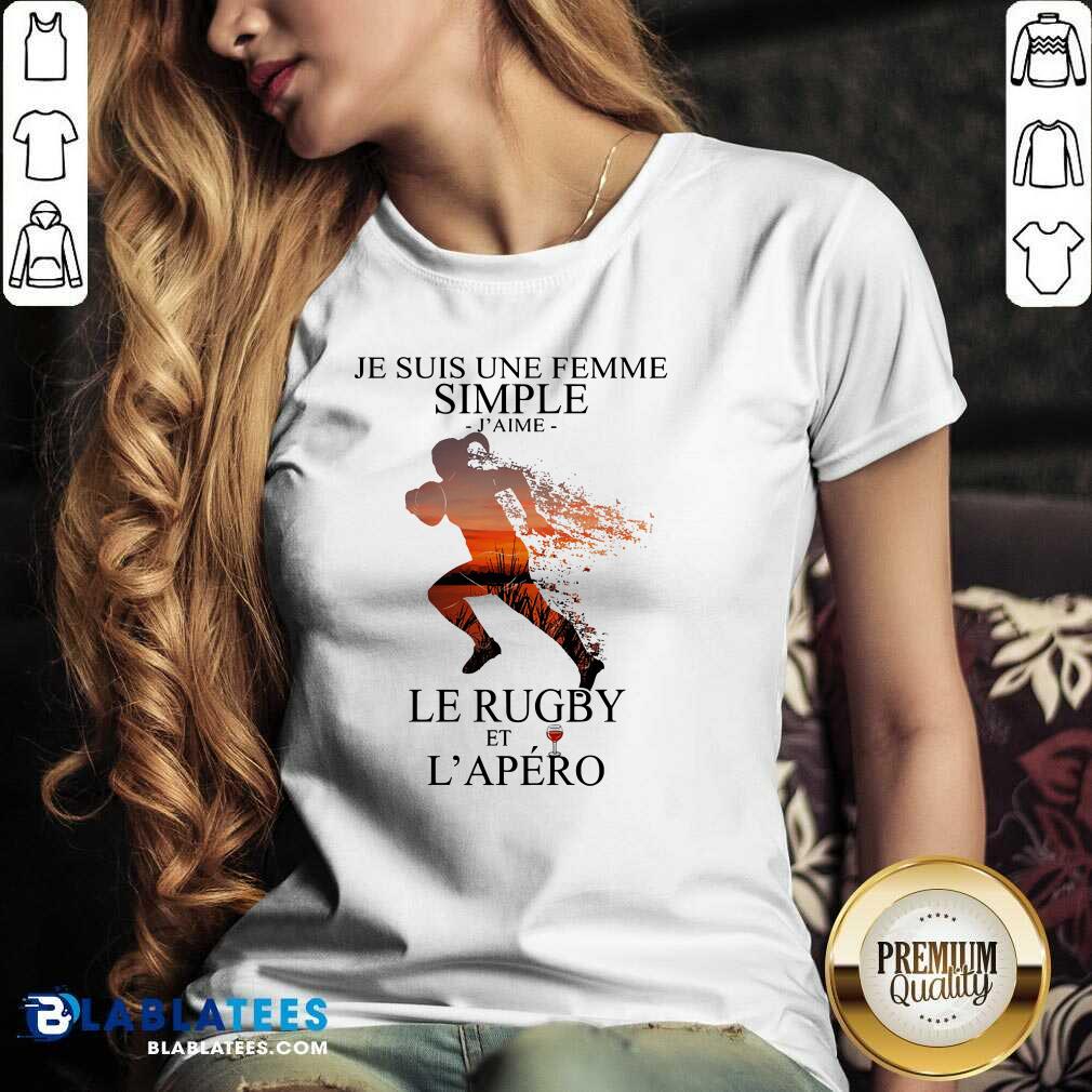 Awesome Je Suis Une Femme Simple Quote Le Rugby Sunset Shirt - Image 3