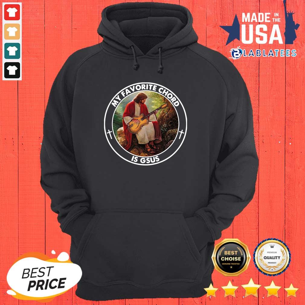 Awesome Jesus Playing Guitar My Favorite Chord Is Gsus Shirt - Image 3