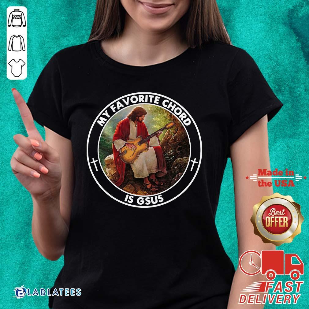 Awesome Jesus Playing Guitar My Favorite Chord Is Gsus Shirt - Image 2