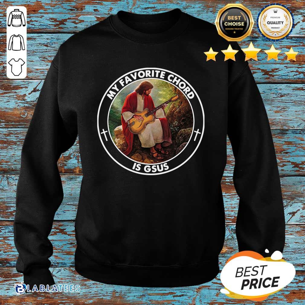 Awesome Jesus Playing Guitar My Favorite Chord Is Gsus Shirt - Image 4