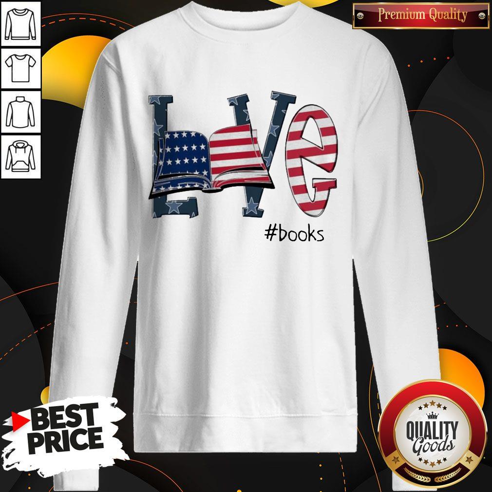 Awesome Love #Books America Flag Shirt - Image 4