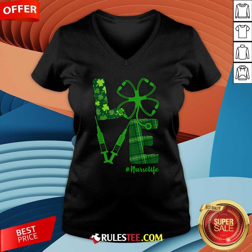 Awesome Love Shamrock Nurse Life St Patricks Day Shirt - Image 3