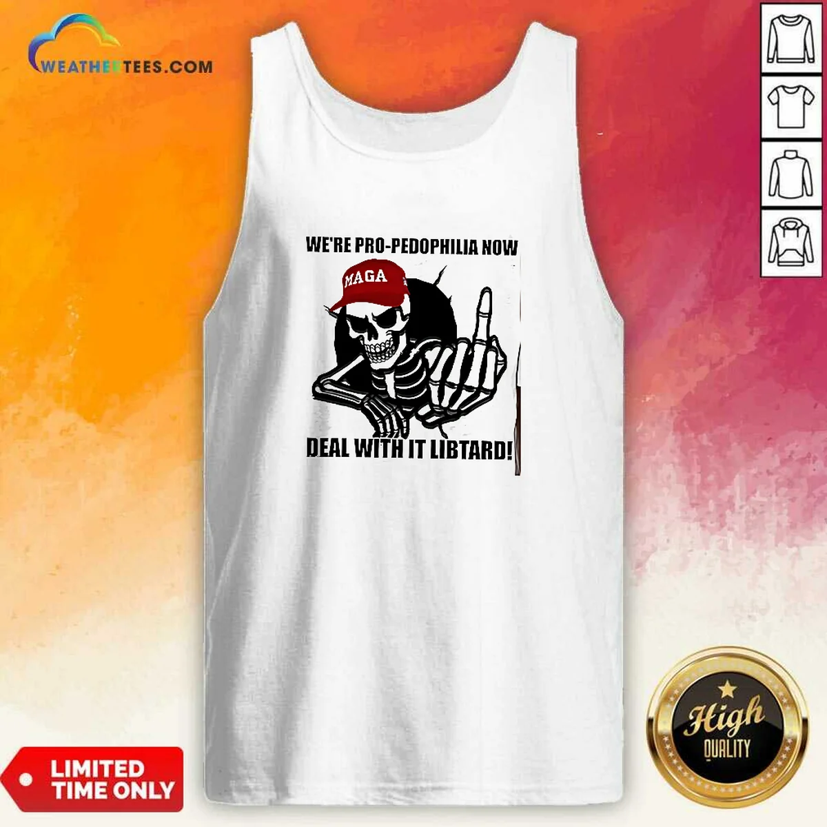 Awesome MAGA Skeleton Middle Finger We'Re Pro Pedophilia Now Deal With It Libtard Shirt - Image 3