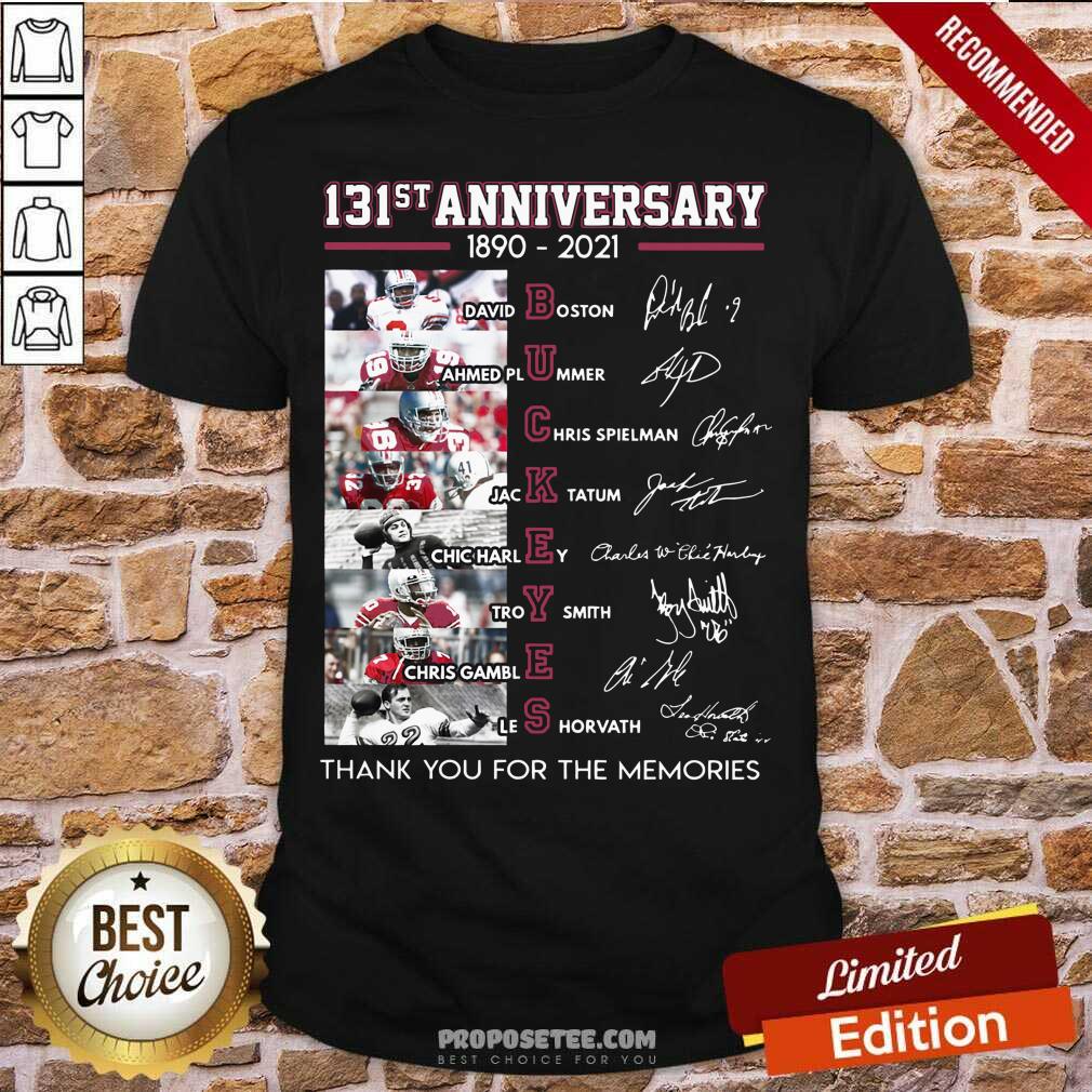 Awesome Ohio State Buckeyes Football 131st Anniversary 1890 2021 Thank You For The Memories Signatures Shirt