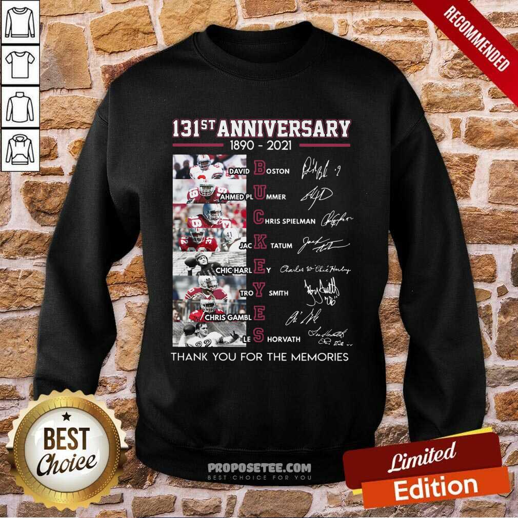 Awesome Ohio State Buckeyes Football 131st Anniversary 1890 2021 Thank You For The Memories Signatures Shirt - Image 4