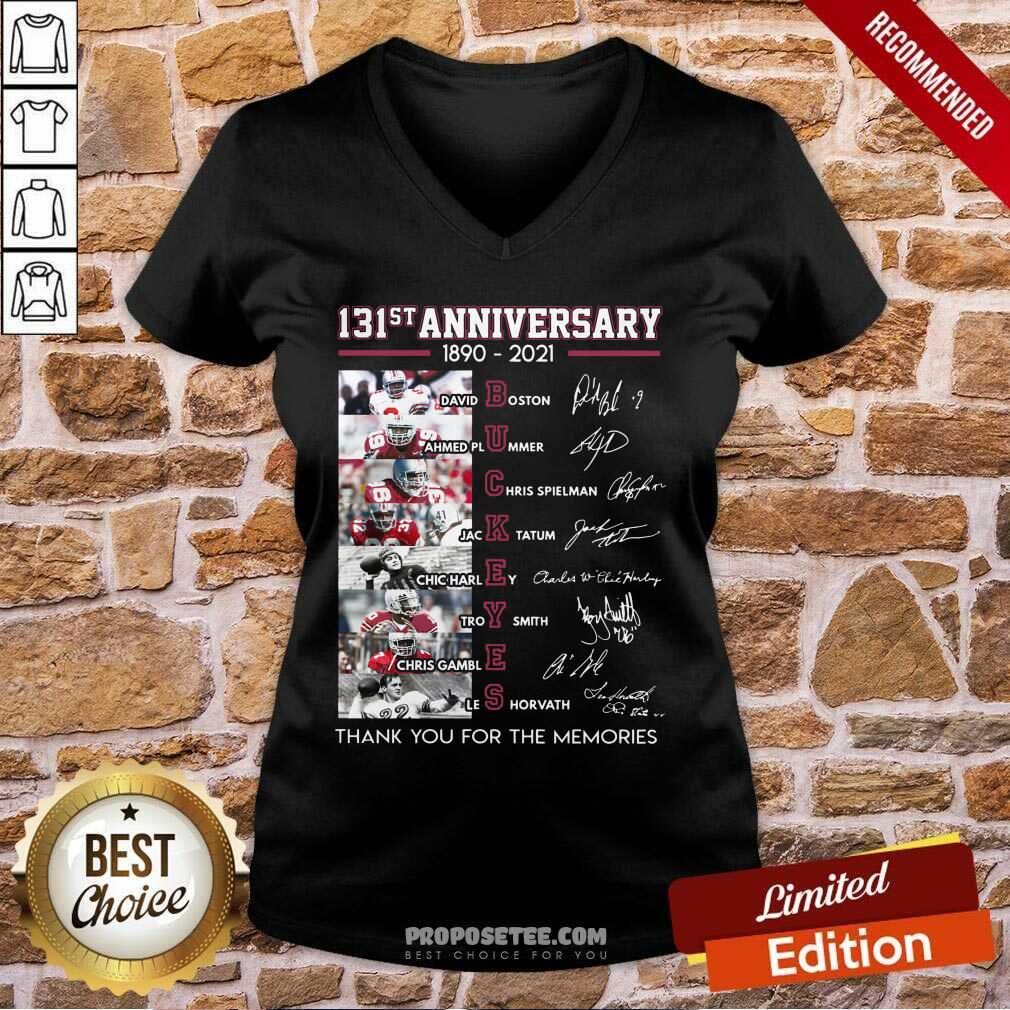 Awesome Ohio State Buckeyes Football 131st Anniversary 1890 2021 Thank You For The Memories Signatures Shirt - Image 2