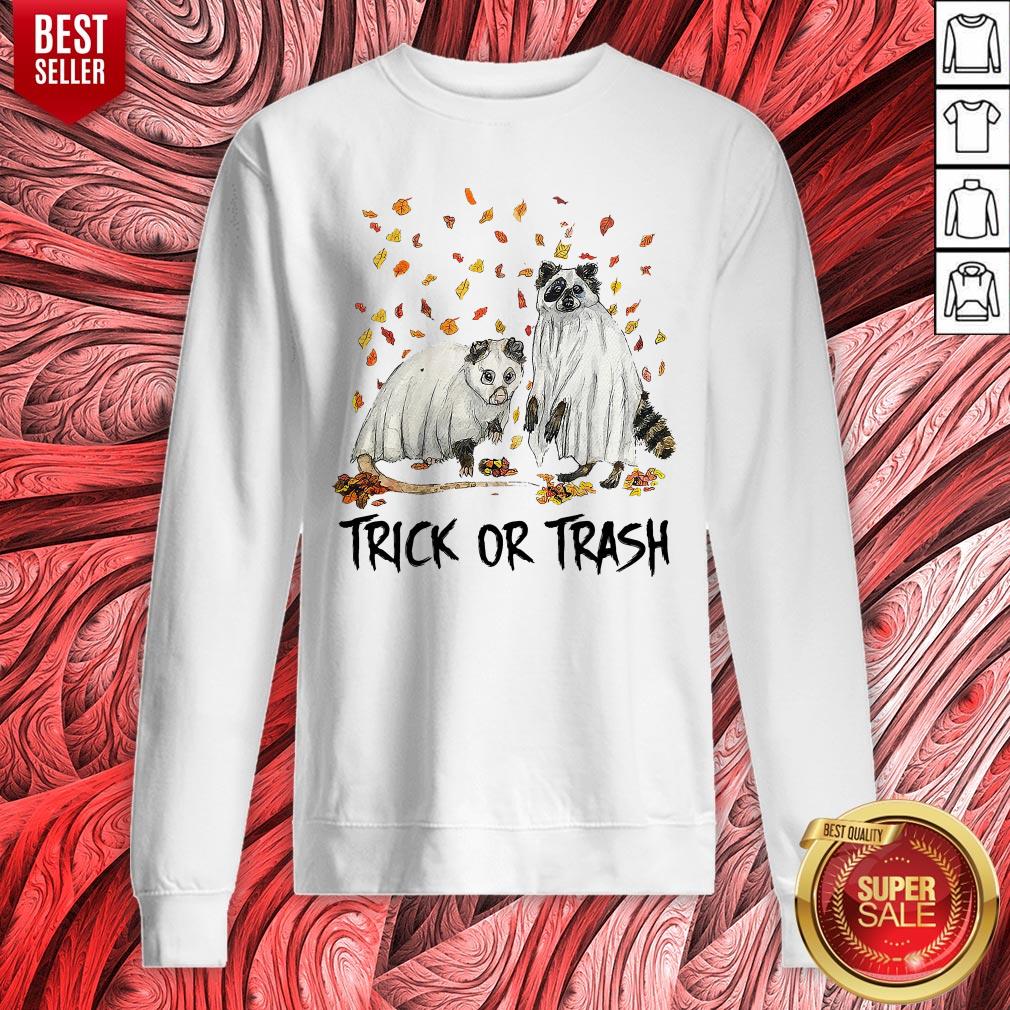 Awesome Opossum And Raccoon Ghost Trick Or Trash Shirt - Image 2