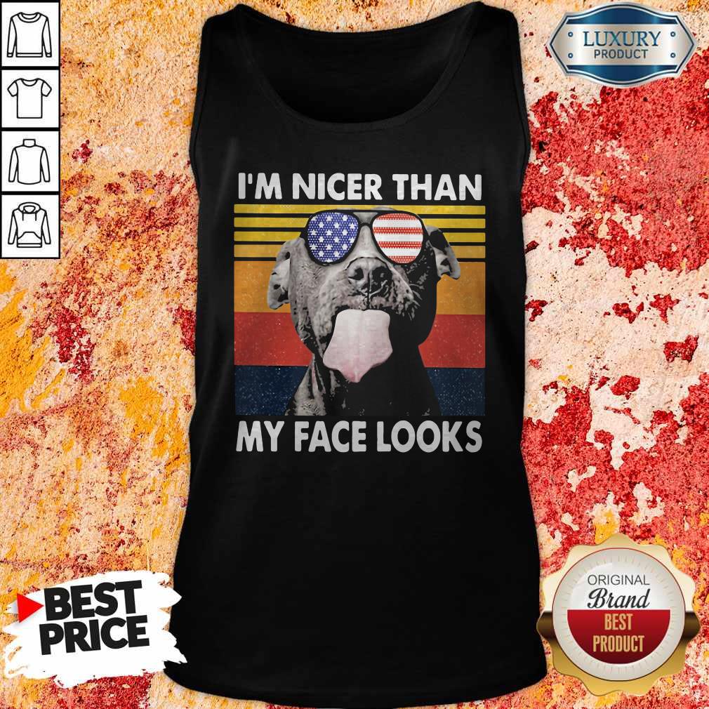 Awesome Pitbull I'm Nicer Than My Face Looks Glass America Vintage Retro Shirt - Image 4