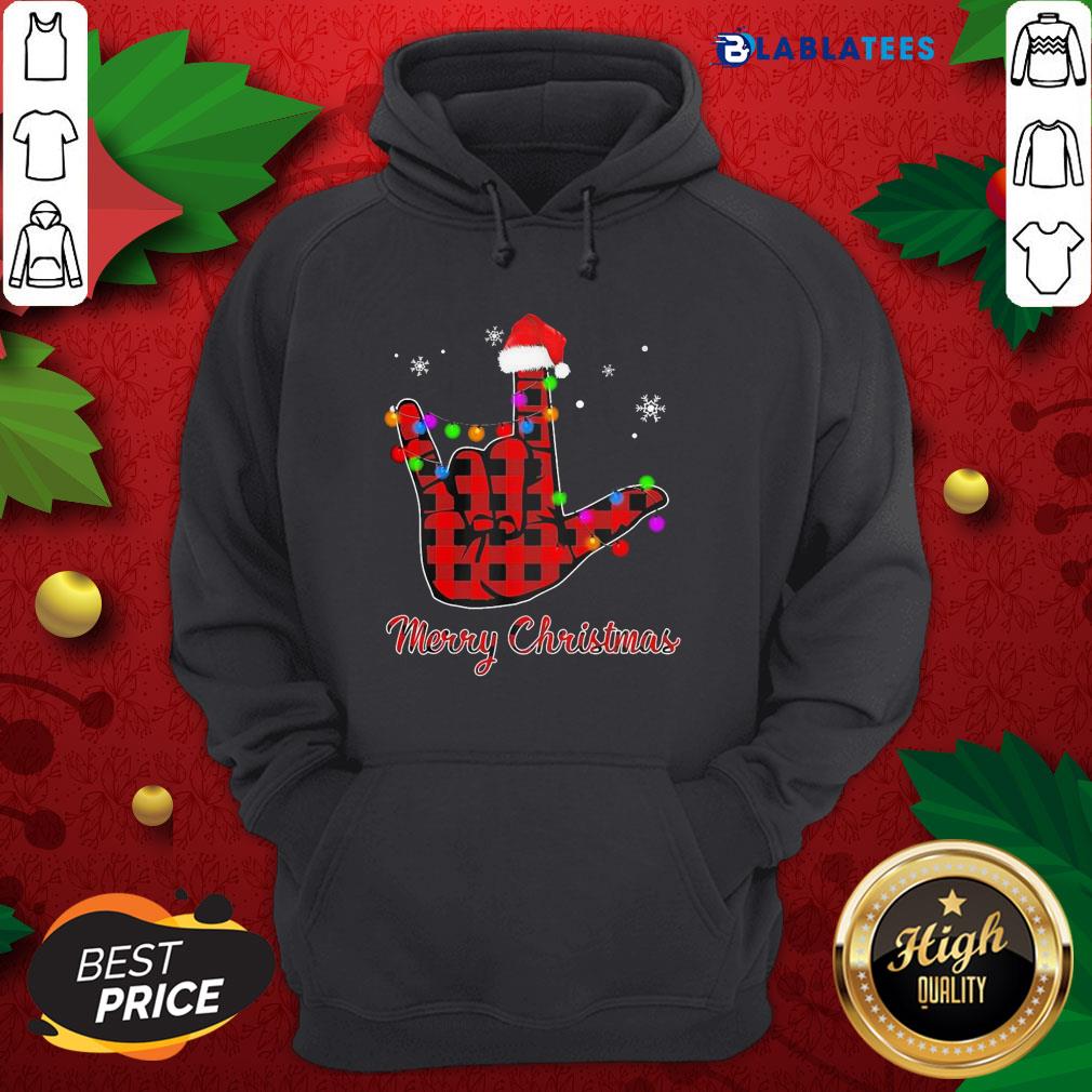 Awesome Plaid Post Malone Hand Santa Merry Christmas Shirt - Image 2