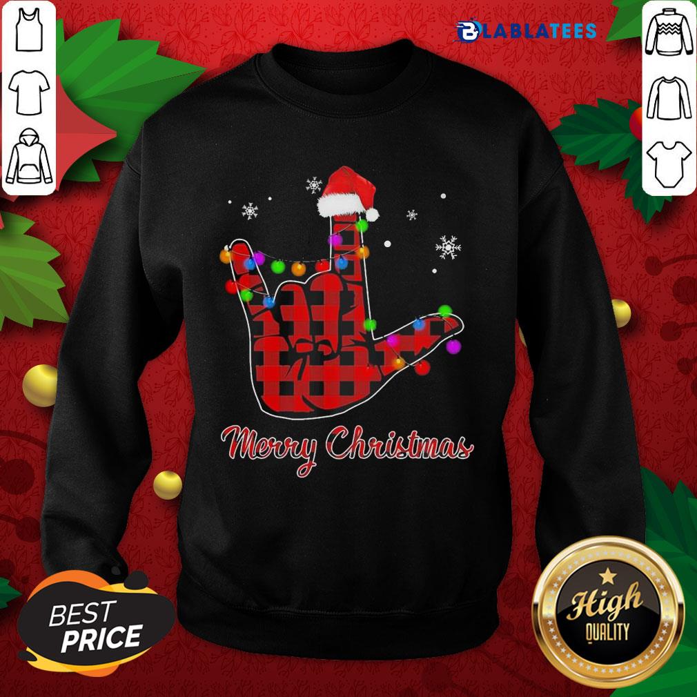 Awesome Plaid Post Malone Hand Santa Merry Christmas Shirt - Image 5