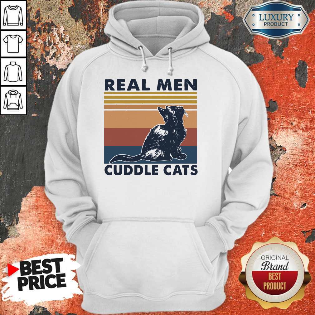 Awesome Real Men Cuddle Cats Vintage Haloween Shirt - Image 2